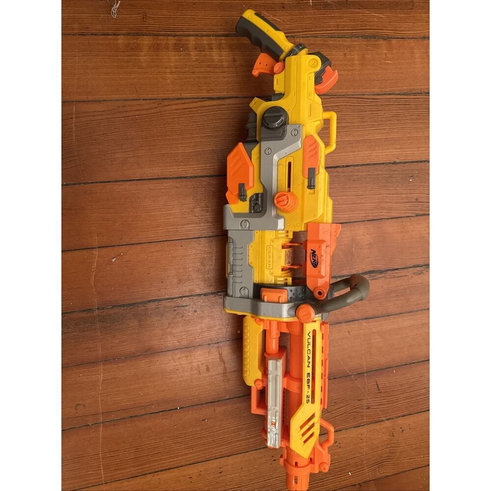 NERF Yellow Vulcan EBF-25 Blaster N-Strike Foam Dart Machine GUN ONLY